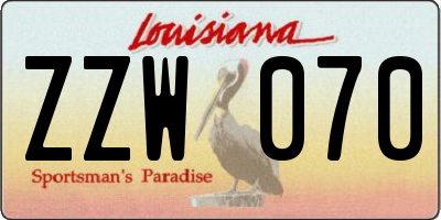 LA license plate ZZW070