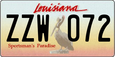 LA license plate ZZW072