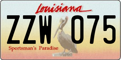 LA license plate ZZW075