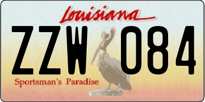 LA license plate ZZW084