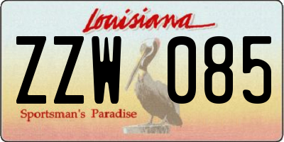 LA license plate ZZW085