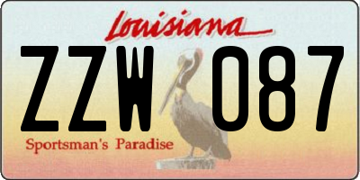 LA license plate ZZW087