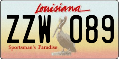 LA license plate ZZW089