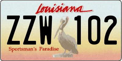 LA license plate ZZW102