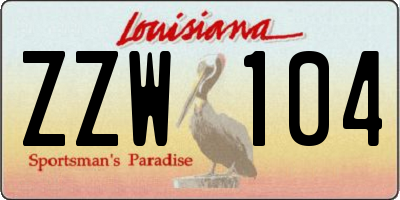 LA license plate ZZW104