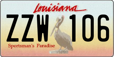 LA license plate ZZW106