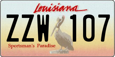 LA license plate ZZW107