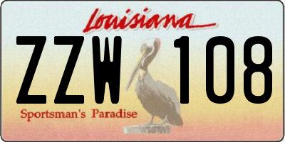 LA license plate ZZW108