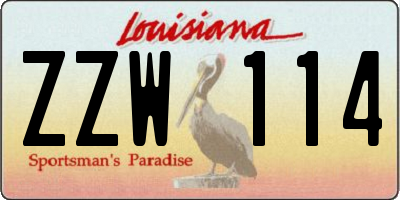 LA license plate ZZW114