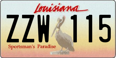 LA license plate ZZW115