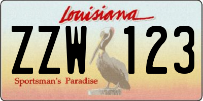 LA license plate ZZW123