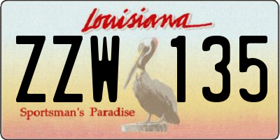 LA license plate ZZW135