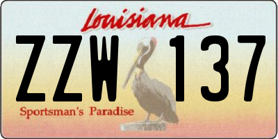 LA license plate ZZW137