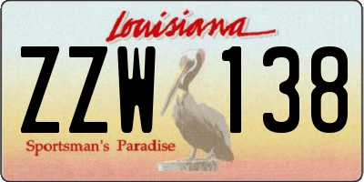 LA license plate ZZW138