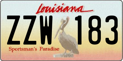 LA license plate ZZW183