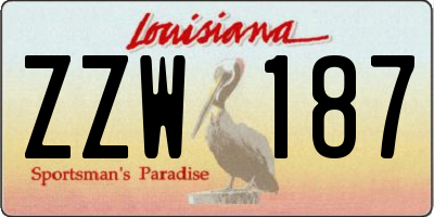 LA license plate ZZW187