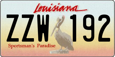 LA license plate ZZW192