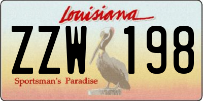 LA license plate ZZW198