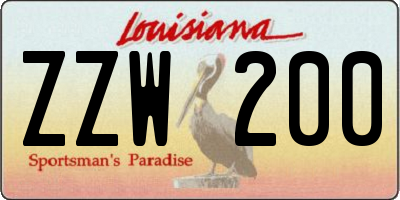 LA license plate ZZW200