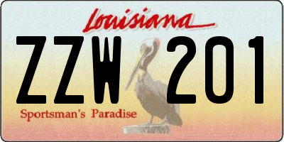 LA license plate ZZW201