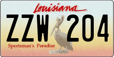 LA license plate ZZW204