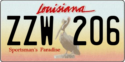 LA license plate ZZW206