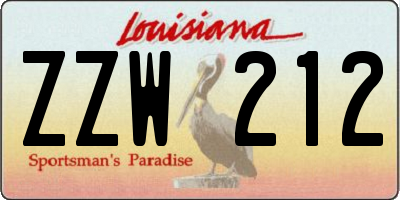 LA license plate ZZW212