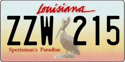 LA license plate ZZW215