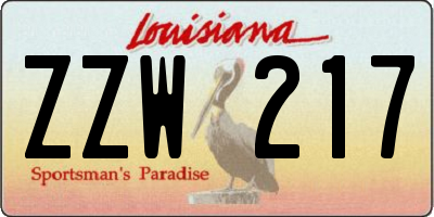 LA license plate ZZW217