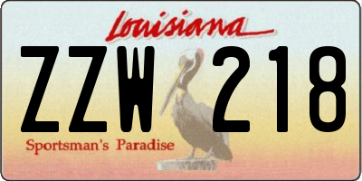 LA license plate ZZW218