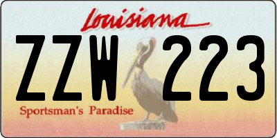 LA license plate ZZW223