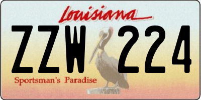 LA license plate ZZW224