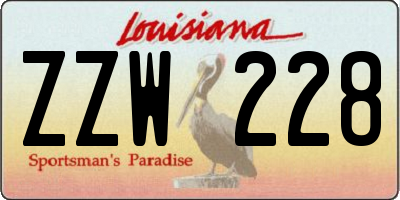 LA license plate ZZW228