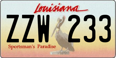 LA license plate ZZW233