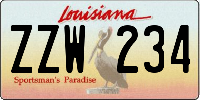 LA license plate ZZW234