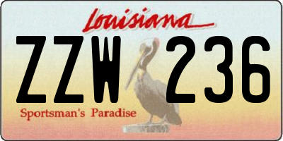 LA license plate ZZW236