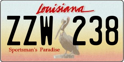 LA license plate ZZW238