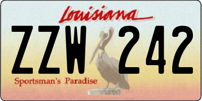 LA license plate ZZW242