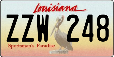 LA license plate ZZW248