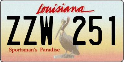 LA license plate ZZW251