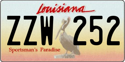 LA license plate ZZW252