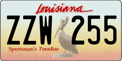 LA license plate ZZW255