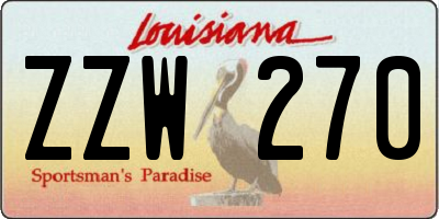 LA license plate ZZW270