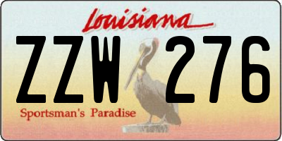 LA license plate ZZW276