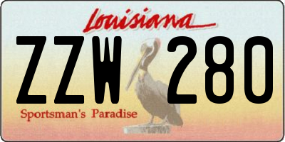 LA license plate ZZW280