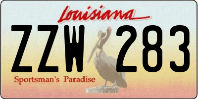 LA license plate ZZW283