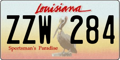 LA license plate ZZW284