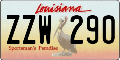 LA license plate ZZW290