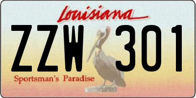 LA license plate ZZW301