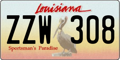 LA license plate ZZW308